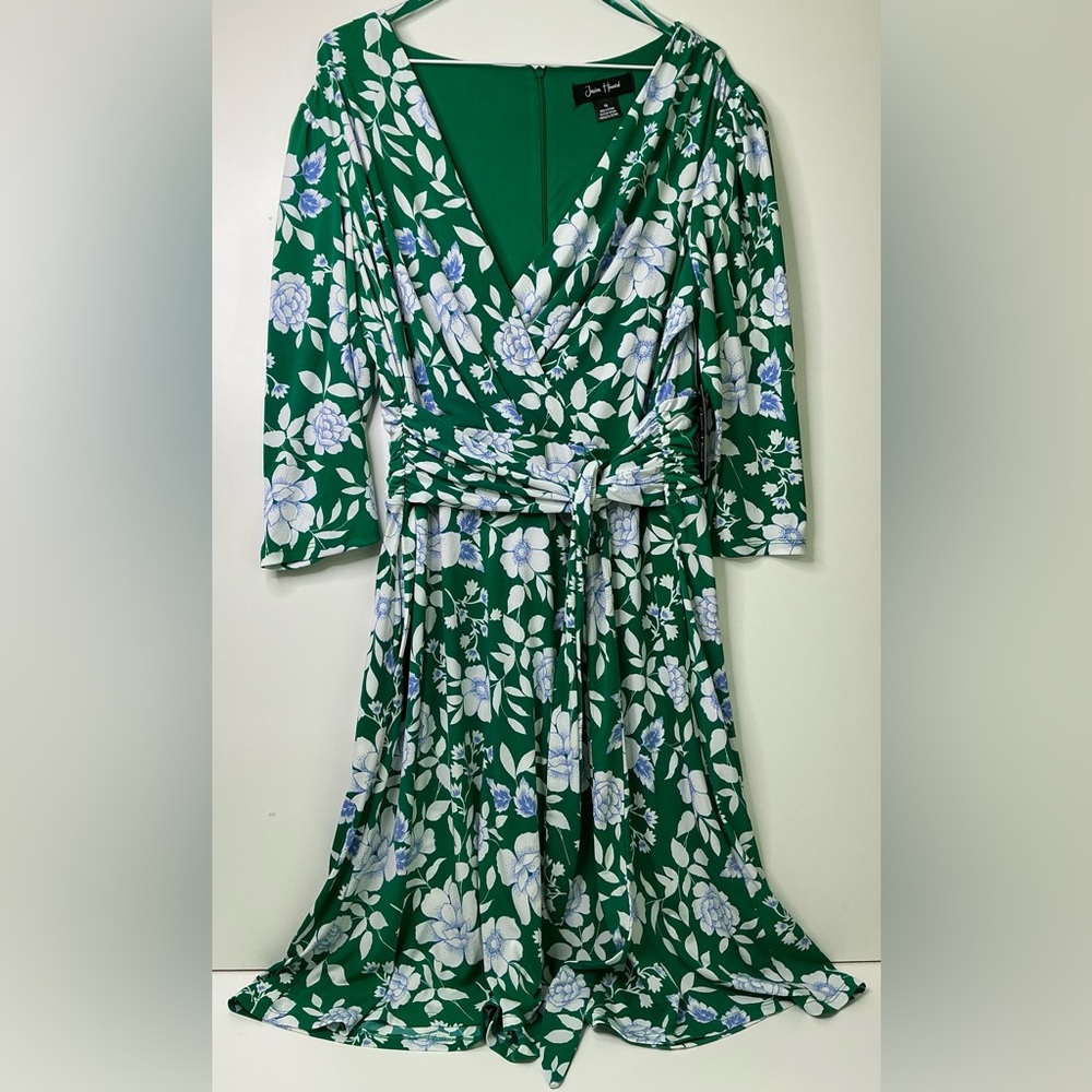 Jessica Howard Sleeveless Floral Dress, Green White New